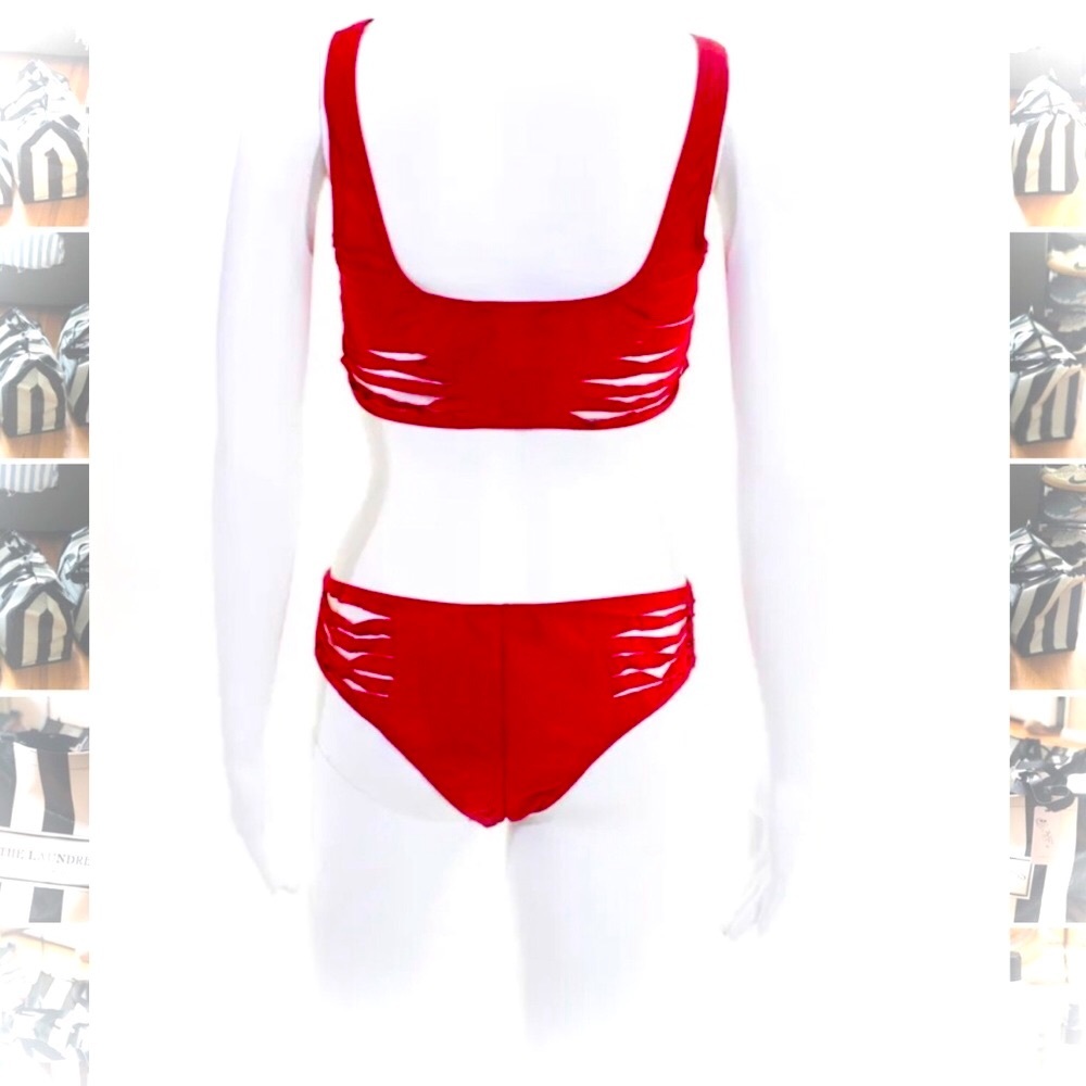LES CANEBIERS | 44 / XXL | NWT Destroyed Bikini Red Women’s Shredded Swimsuit